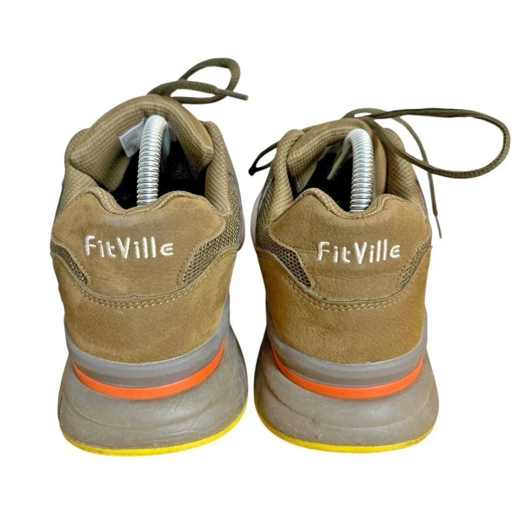 FitVille Marca‎ Mens 9.5W Pre-Owned Running Shoes Olive Green Suede Trainers